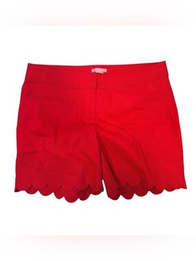 Isaac Mizrahi New York Lipstick Red Scalloped Hem Shorts Size 14